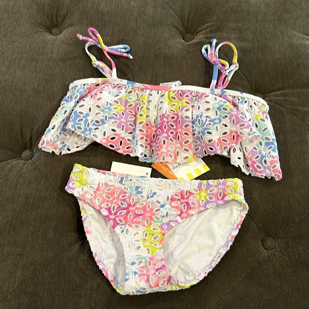 Shade Critters - Off the Shoulder 2 Piece Bikini - Floral Eyelet size 6T NWT - Picture 2 of 5